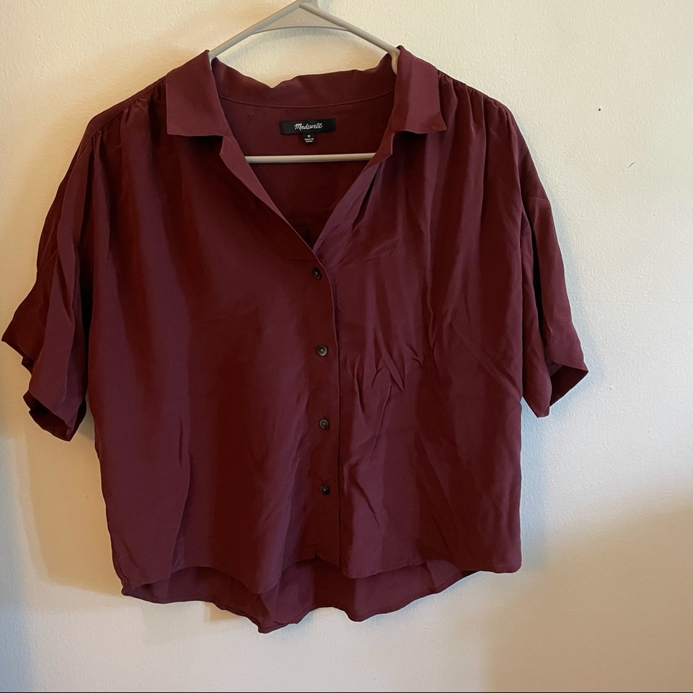 Madewell Burgundy Silk Popover